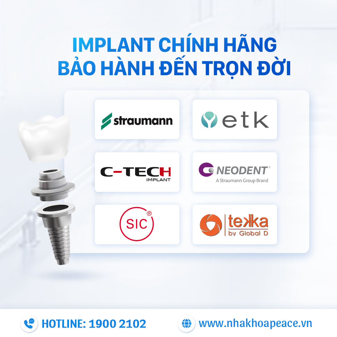 trụ implant chính hãng tại peace dentistry