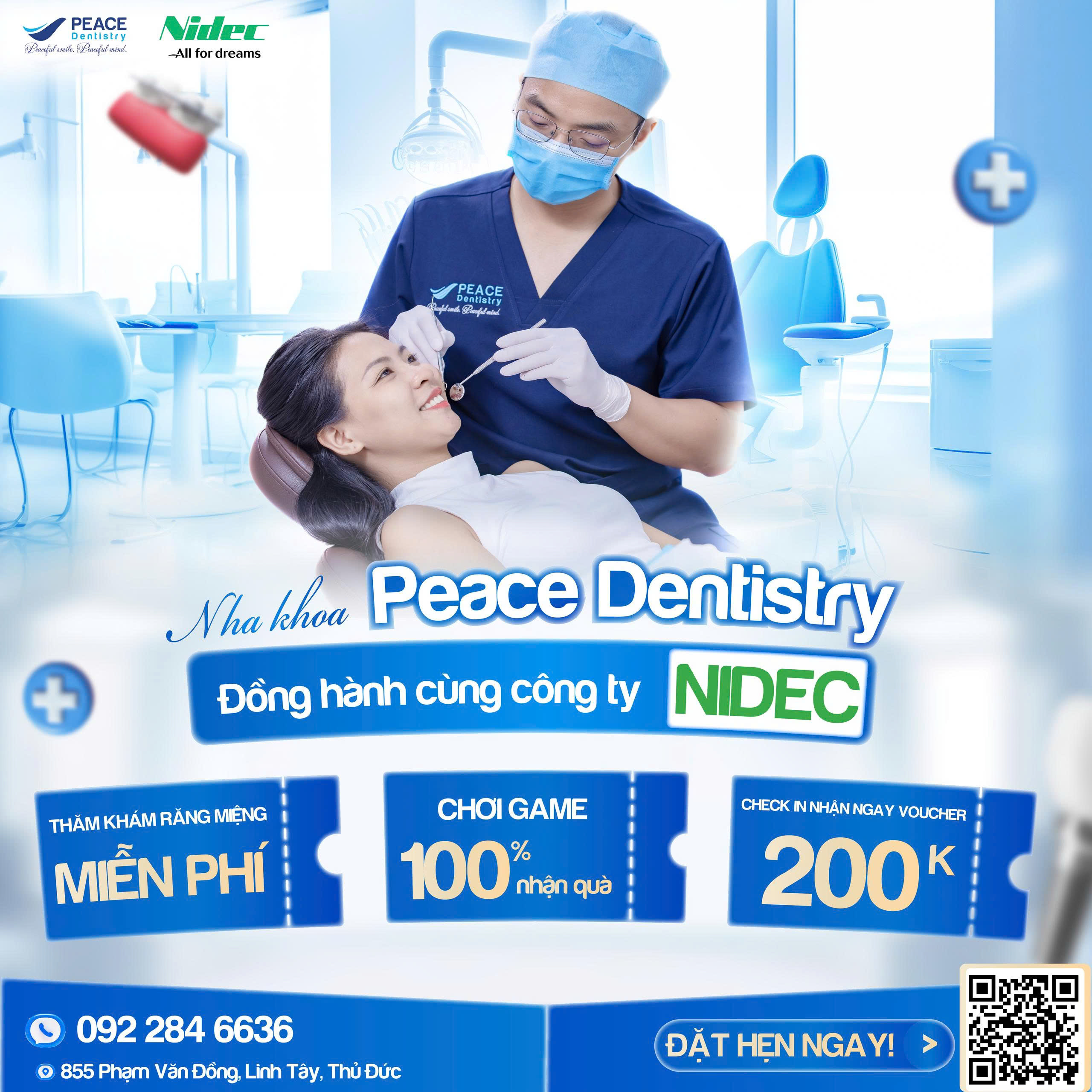 peace dentistry cùng nidec khám răng miễn phí