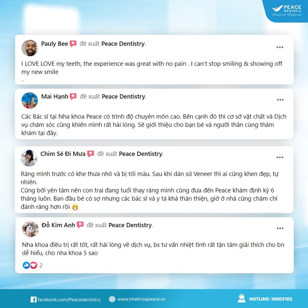review của khách hàng khi điều trị tại peace dentistry
