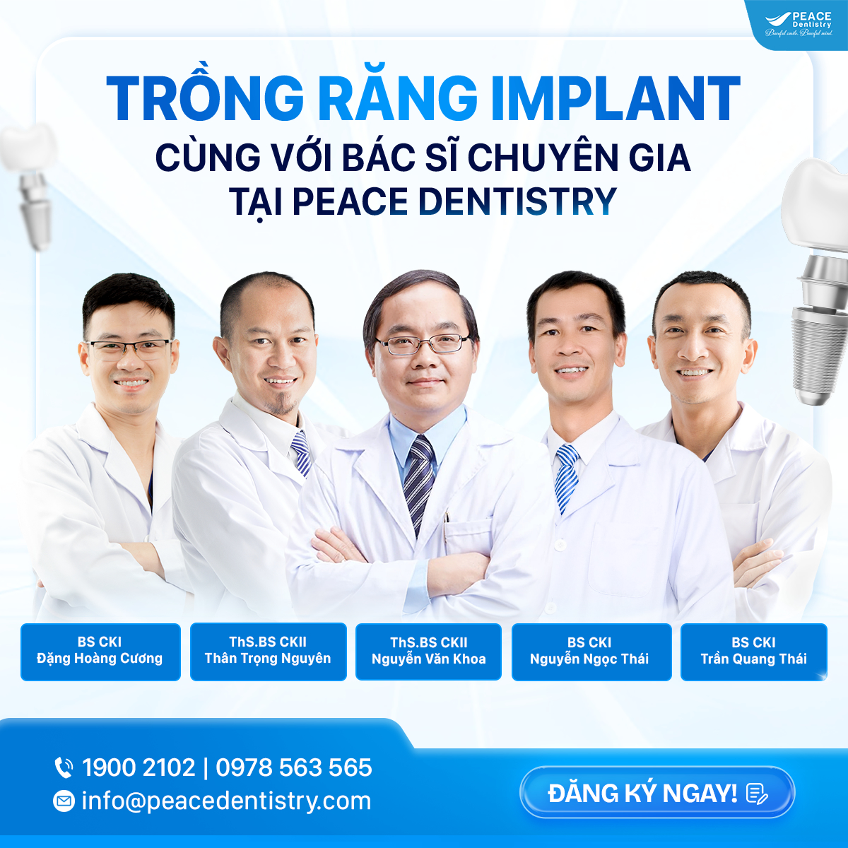 đội ngũ bác sĩ implant tại peace dentistry