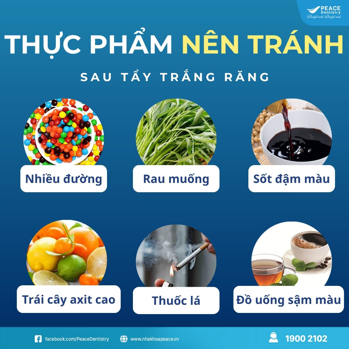 thực phẩm nên tránh sau khi tẩy trắng