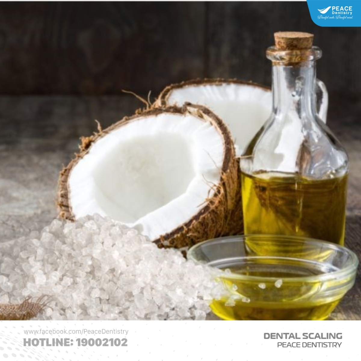 kết hợp muối và dầu dừa để làm sạch mảng bám đen