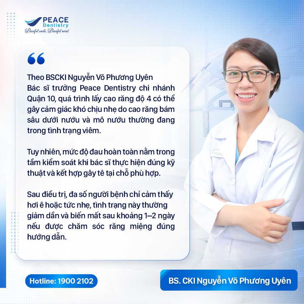 cạo vôi răng độ 4 có đau không