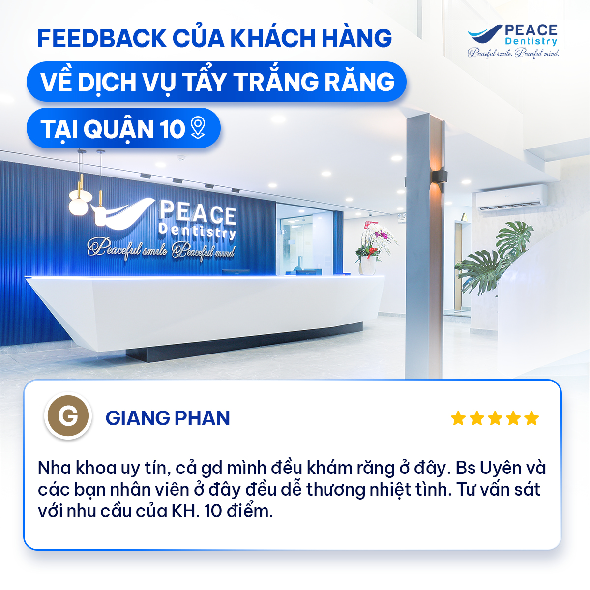 đánh giá của khách hàng tẩy trắng răng tại quận 10