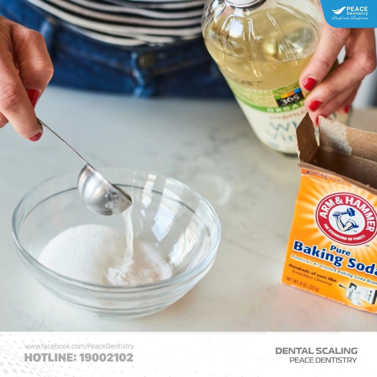 lấy cao răng tại nhà bằng giấm và baking soda