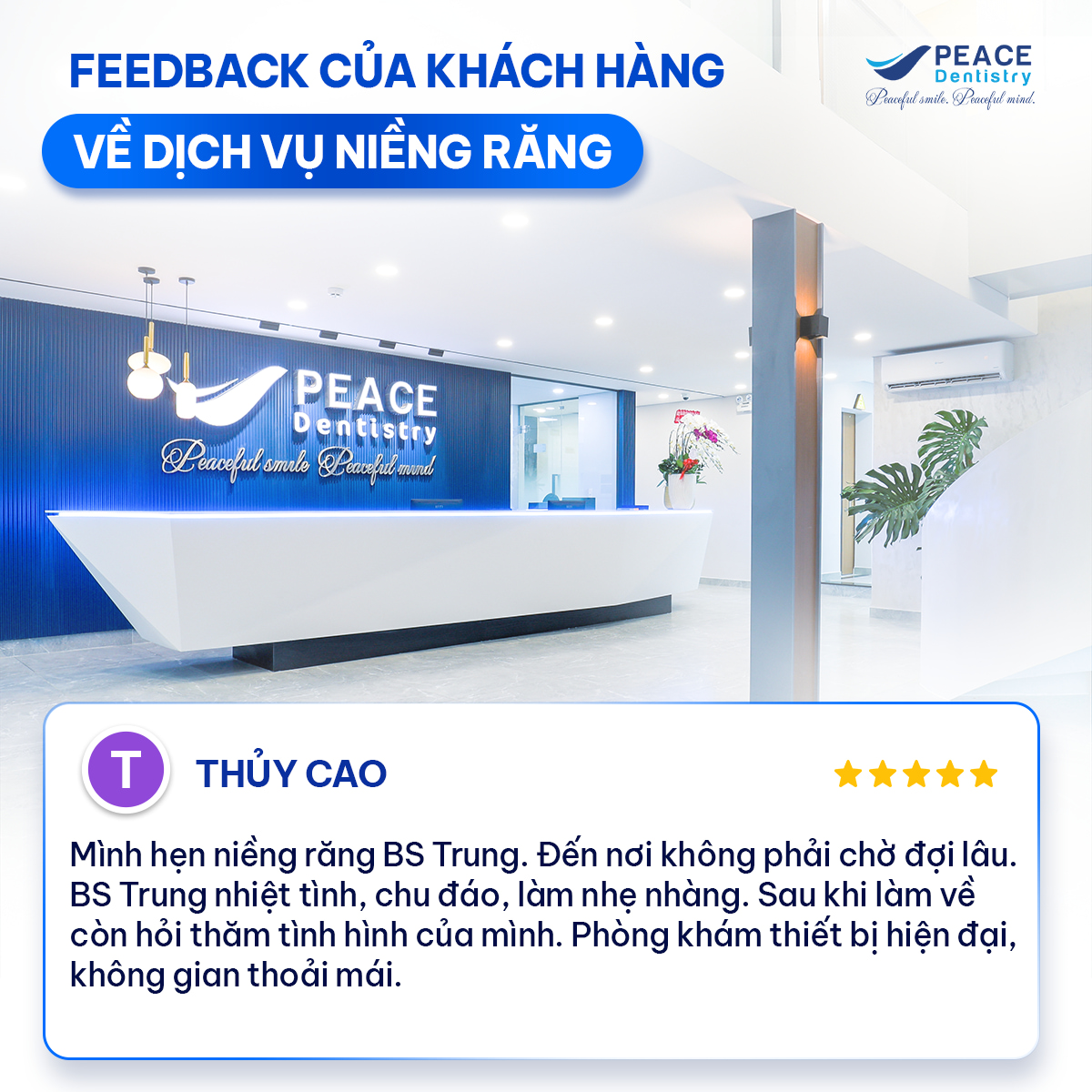 review khách hàng thủy cao khi niềng răng tại peace dentistry